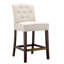 Comptoir - tabouret de 26 po, revêtement brun clair, pieds en bois, dossier à boutons, plaque de protection en bronze, trousse d'assemblage à finition moderne, outils inclus