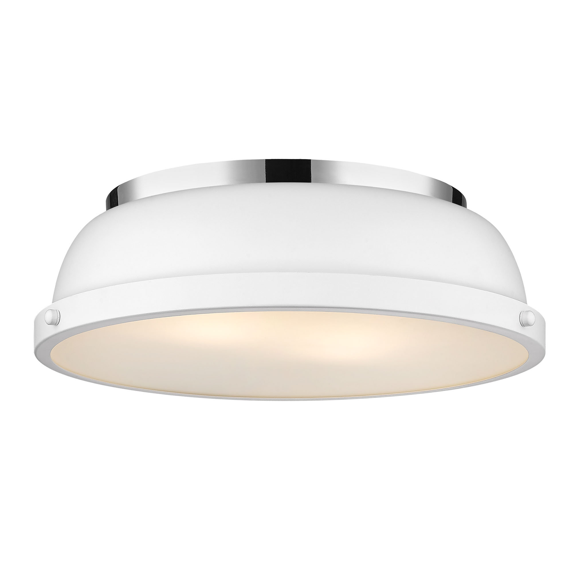 Calico 2 Light Steel Flush Mount, Matte White, Chrome