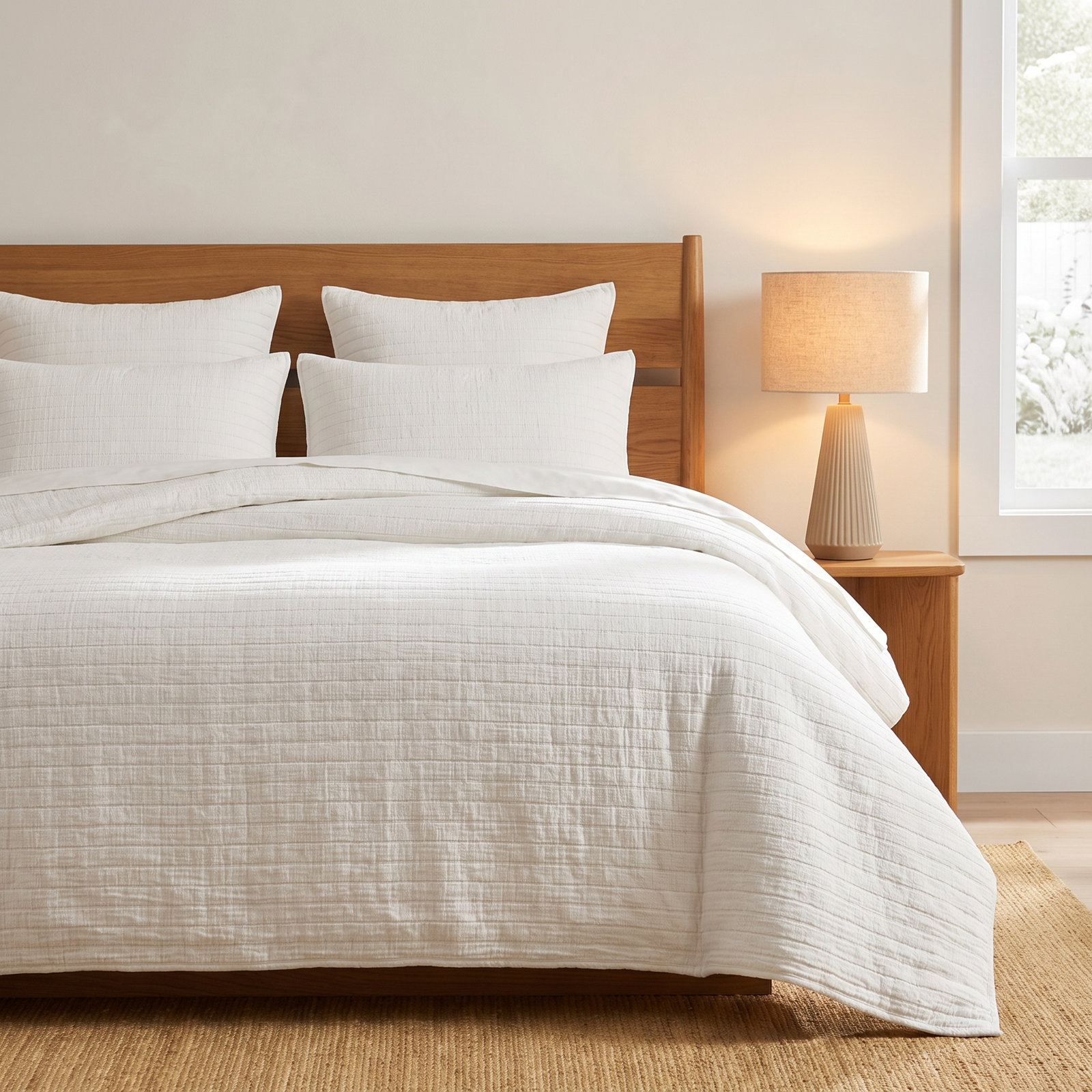 Cotton Coverlet Set, Off White, King Coverlet