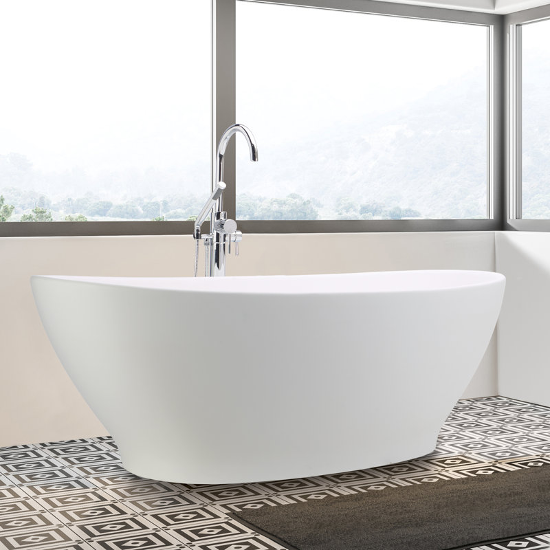 MTI Elise 67.5" Freestanding Soaking Bathtub, Gloss White