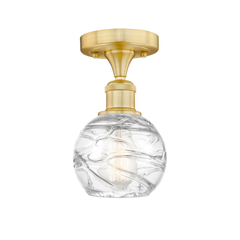 Reales Glass Semi Flush Mount, 11" H x 6" W x 6" D, Satin Gold
