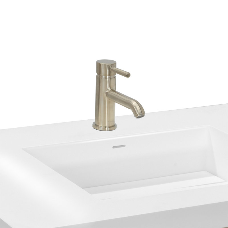 Pronto 24'' W Single Vanity, Gloss White, Natural Walnut, Single Hole Faucet
