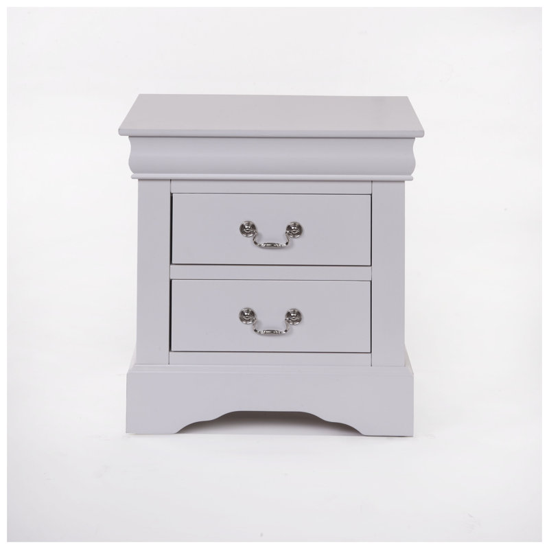 Table de chevet moderne noire élégante - rangement à 2 tiroirs avec queue d'aronde française et glissières en métal, poignées en nickel brossé pour la chambre à coucher