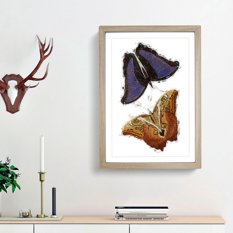 Giant Butterflies by George Shaw - Picture Frame Painting Print, 65cm H x 48cm W x 2cm D, Oak Framed