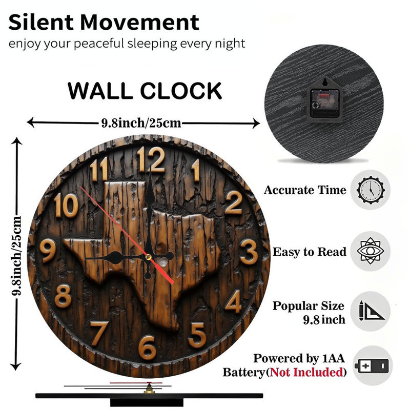 Horloge murale en bois Texas State