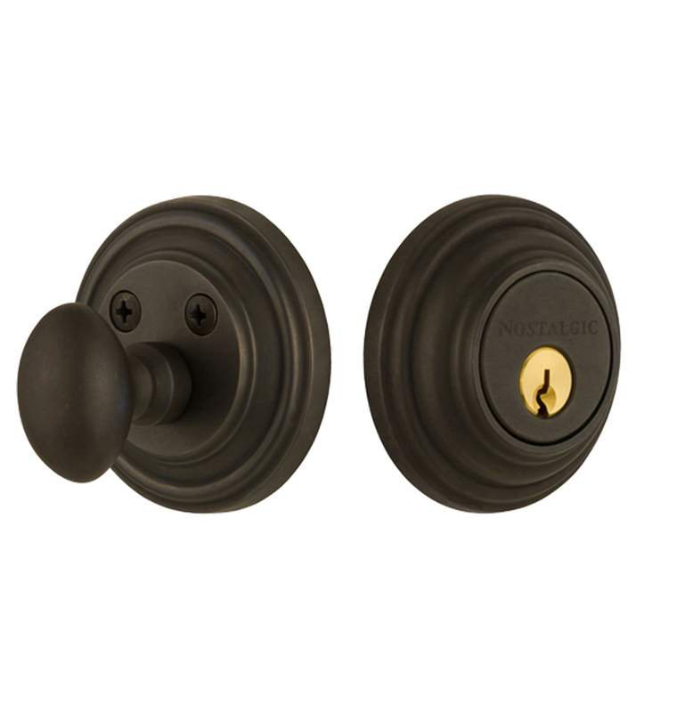 Nostalgic Warehouse Classic Rosette Single Cylinder Deadbolt, Oil-Rubbed Bronze