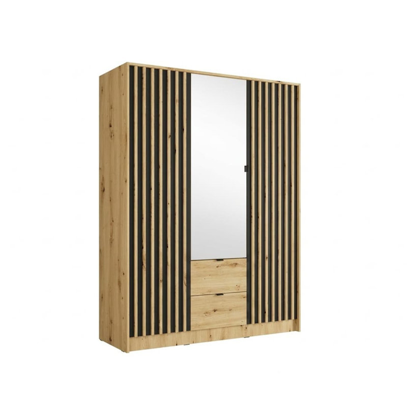 3 Door Glass and Steel Wardrobe