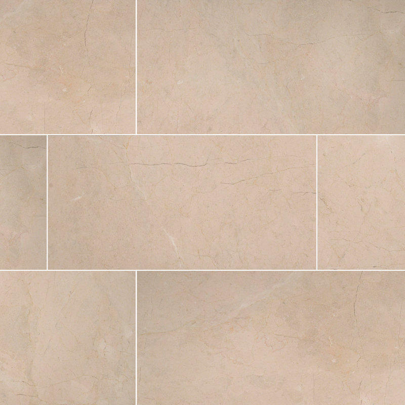 Crema Marfil 12 in. x 24 in. Polished Marble Stone Look Floor and Wall Tile