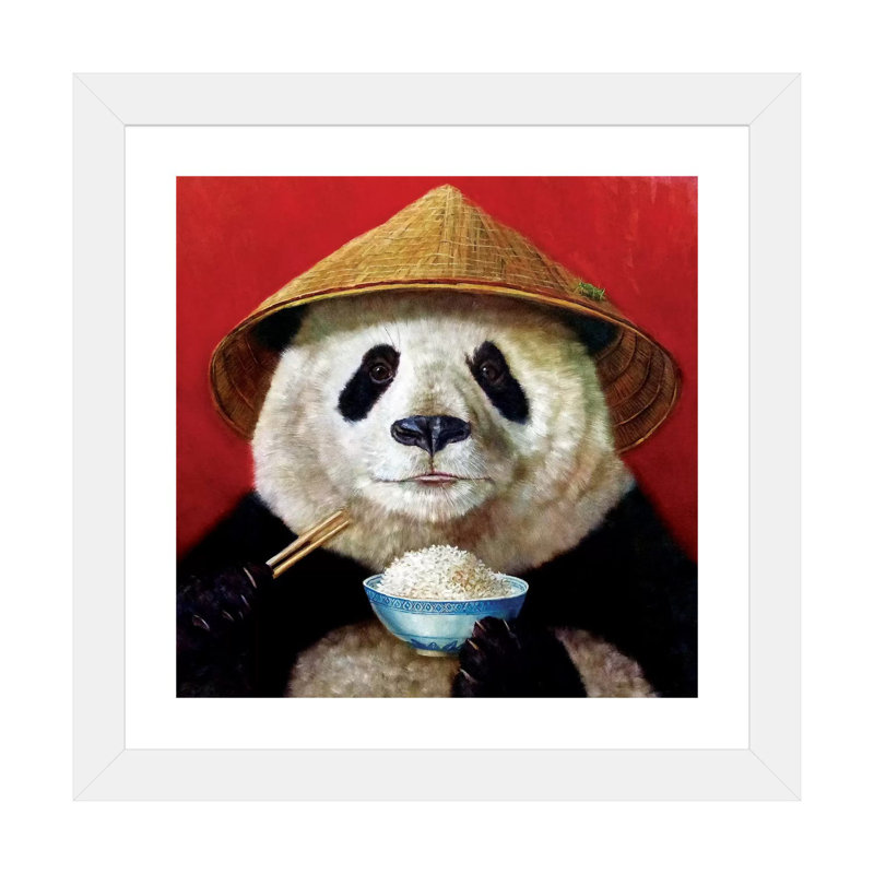 Panda, art encadré, H 16 po x l 16 po x p 1 po, Papier encadré blanc