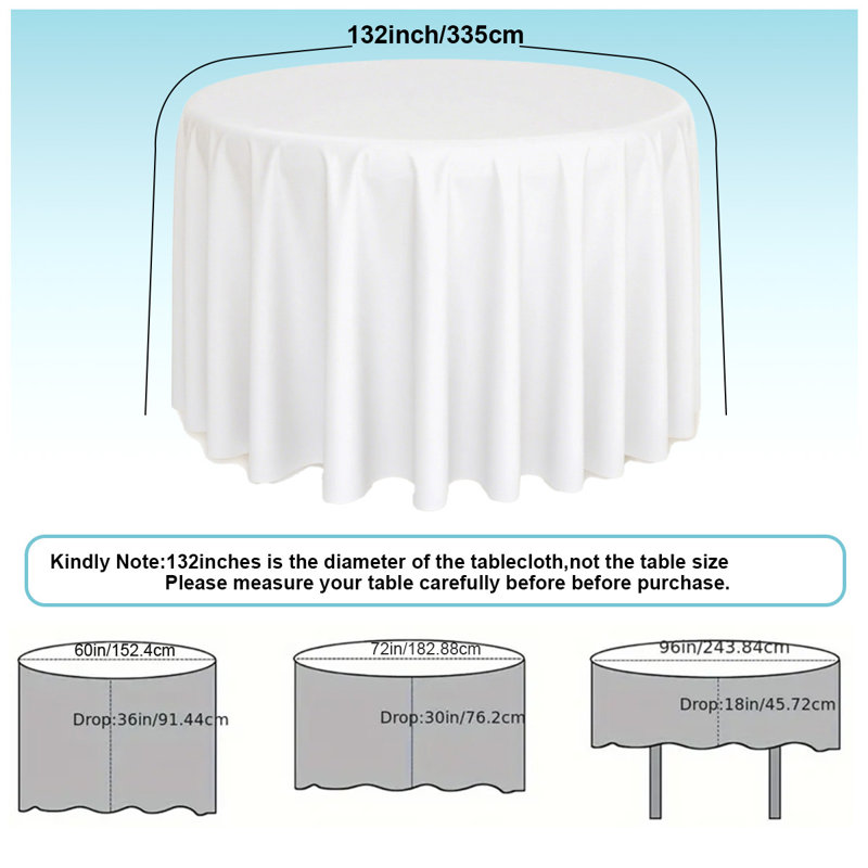 6 pièces / paquet de nappes rondes en polyester sans soudure de 132 pouces, parfaites pour un usage quotidien, les cuisines de restaurant et diverses décorations de table, ces articles durables et faciles à installer sont parfaits pour tout décor