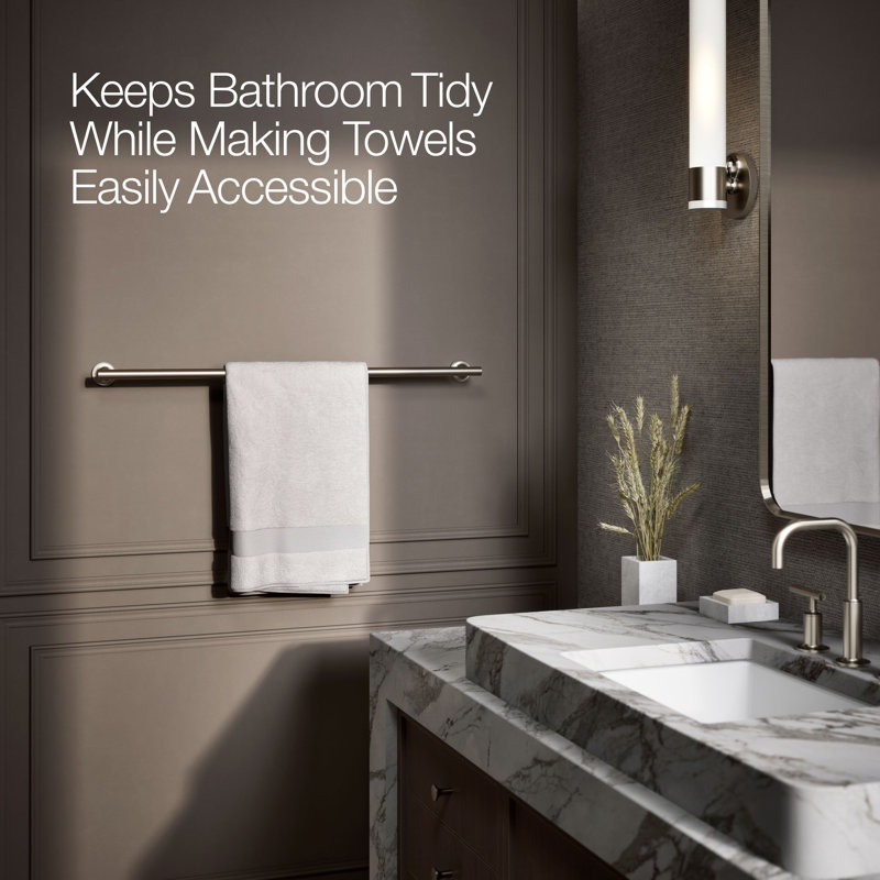 Purist 30" Wall Mounted Towel Bar, Vibrant Brushed Nickel, 1.88" H x 30" L x 3.25" D