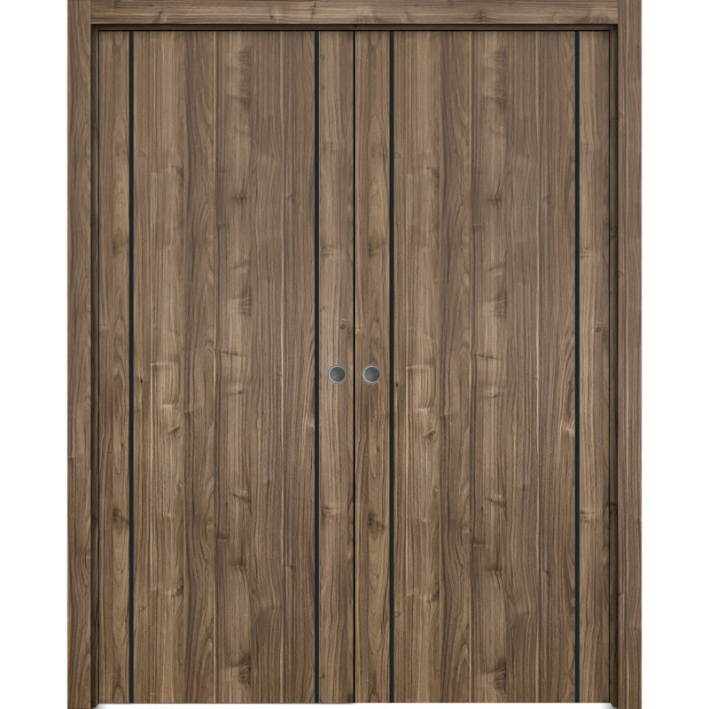 Portes françaises en bois massif massif, Noyer, 64 po x 96 po