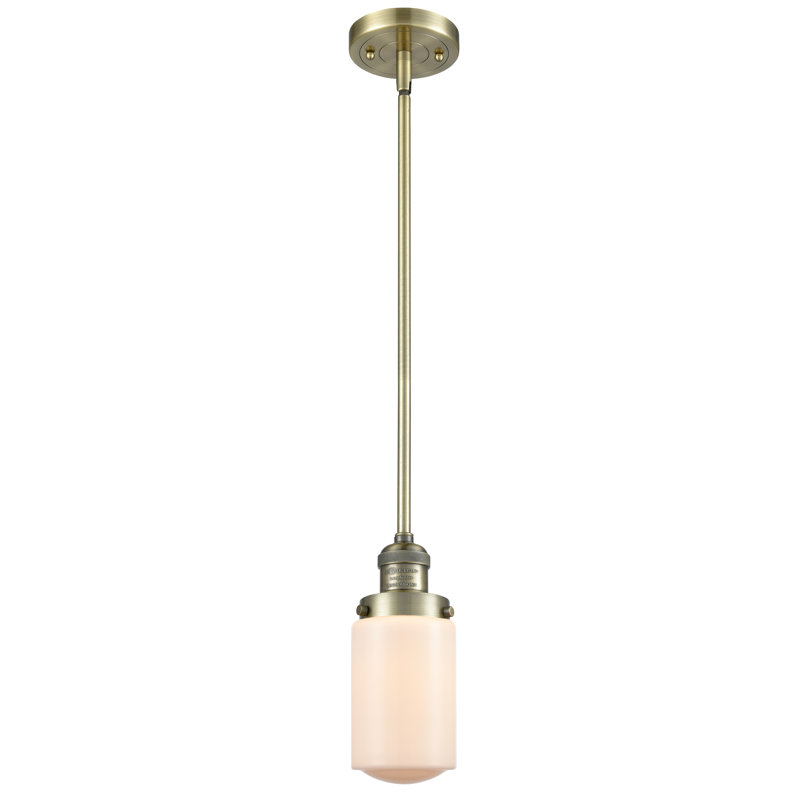 Luminaire suspendu simple à 1 lumière Saroyan, Ampoule DEL 6 watts Vinage, Laiton antique, Blanc mat