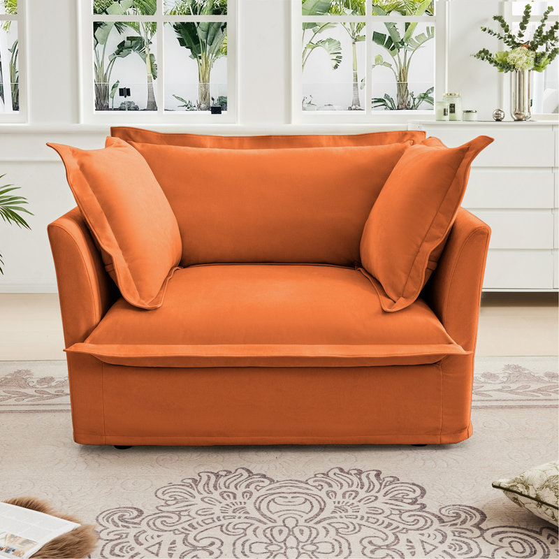 Fauteuil à housse avec 1 grand coussin de dossier et 2 grands coussins décoratifs, 1 siège profond et 1 canapé confortable