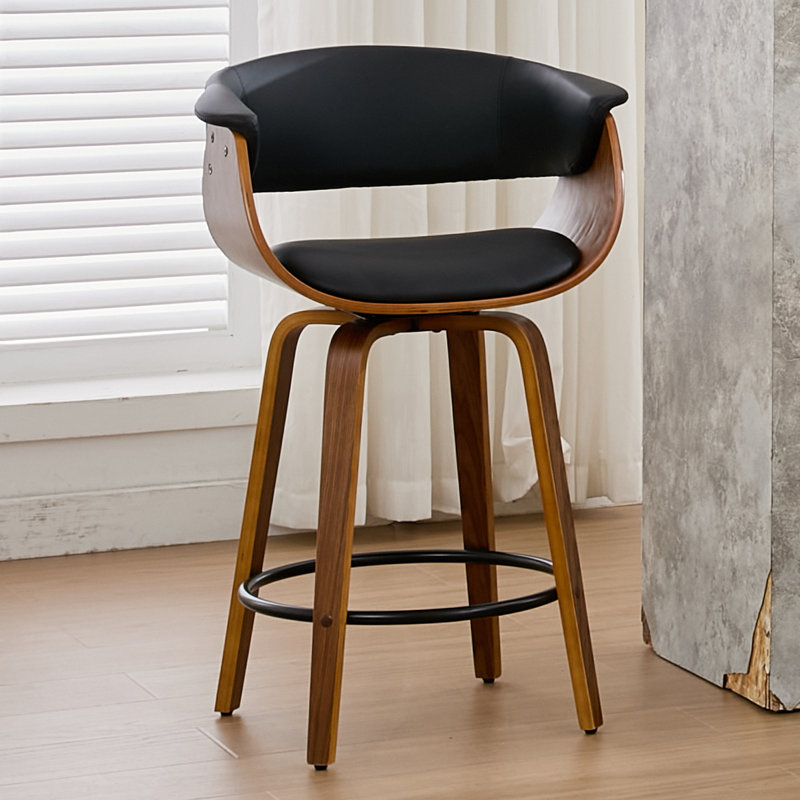 Tabourets de bar, Noir, Tabouret de comptoir (assise à une hauteur de 26 