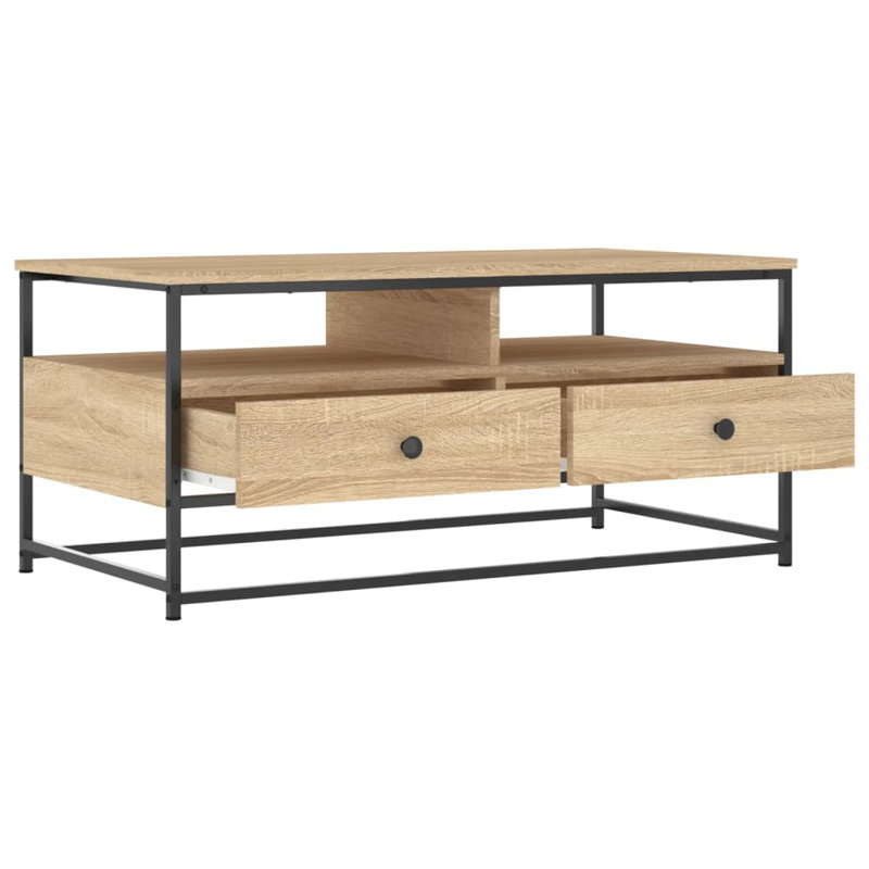 Hartnell Four Leg Coffee Table with Storage, Sonoma Oak