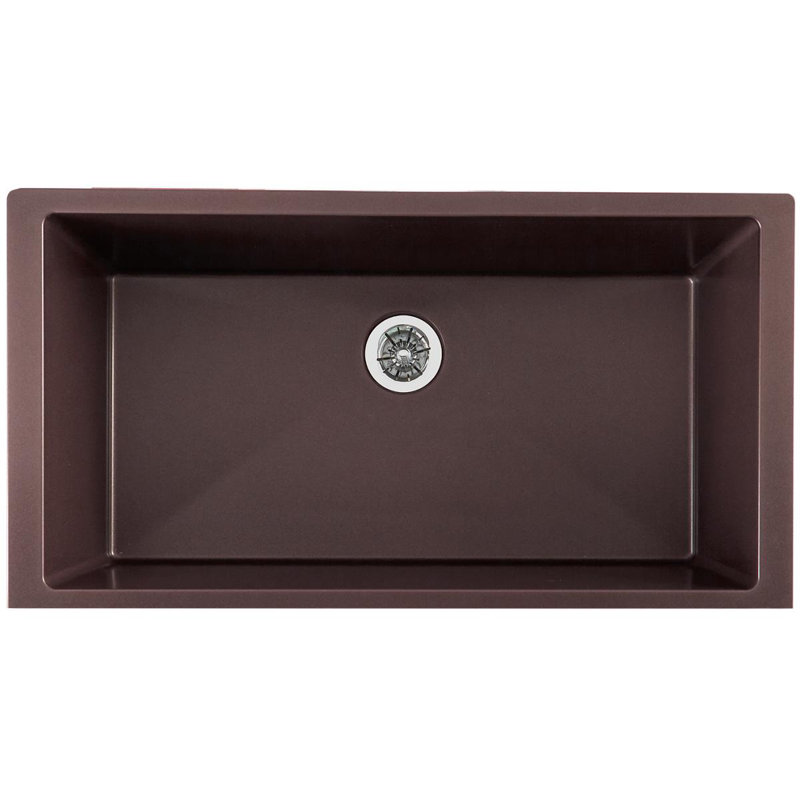 Quartz Luxe 36" L x 19" W Undermount Kitchen Sink with Perfect Drain, Chestnut