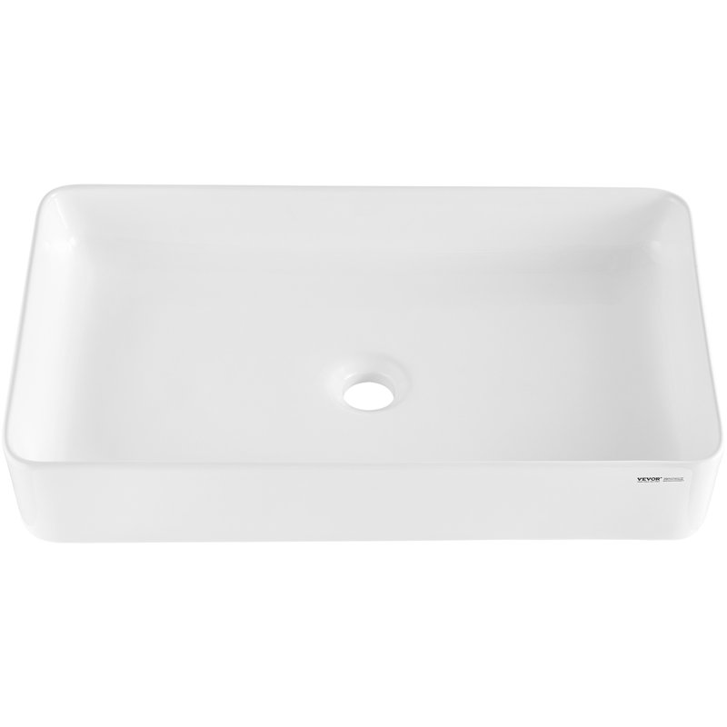 Modern Ceramic Vessel Sink 24"x13.8" Bathroom Vanity Bowl Countertop White