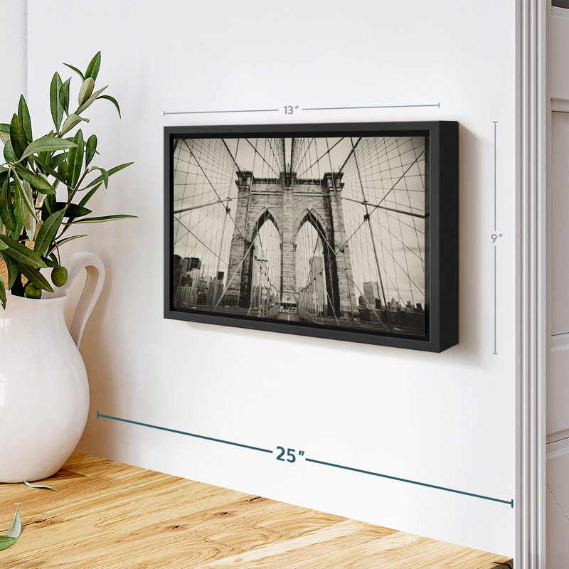 "Art mural pont de Brooklyn monochrome", H 9 po x l 13 po