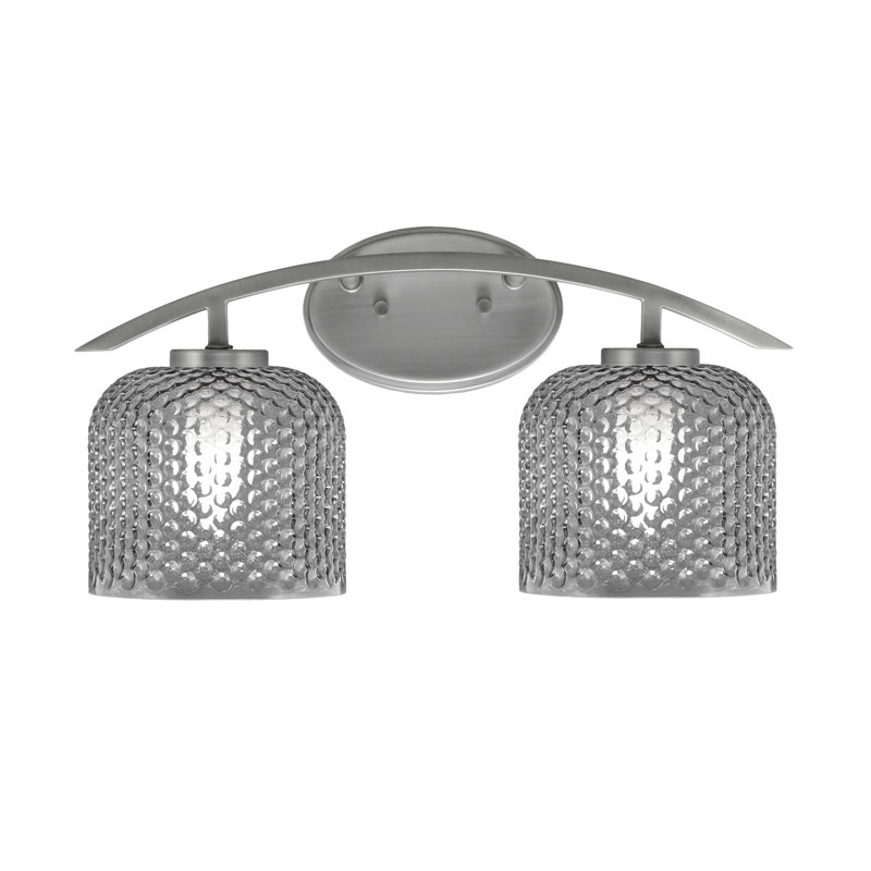 Barre d'éclairage de salle de bain avec verre texturé 6 po, Argent argent, Fumée
