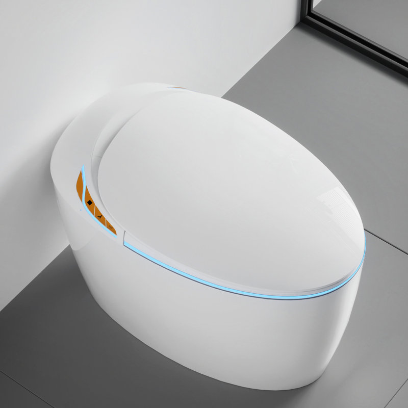 Modern Smart Toilet Bidet, Auto Open/Close Seat, Foot Sensor, Warm Water & Dryer, Night , Bathroom Upgrade Open/Close, Siphonic Flushing, Fixture