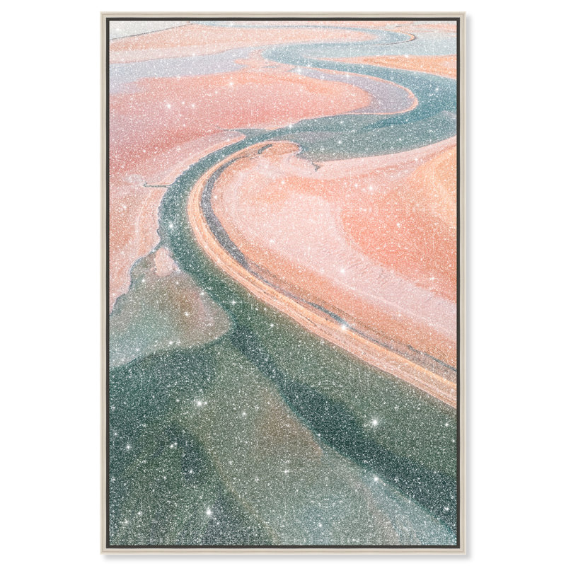 Peach Sand Abstract Canvas Print by Oliver Gal, Black Frame, 10 x 15, 25"H x 37"W, Silver Floater Frame