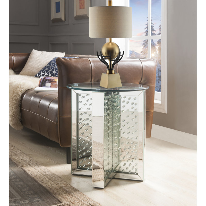 Table de bout Nysa avec miroir et faux cristaux
