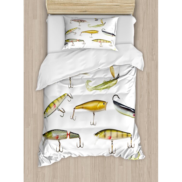 Fishing Tackle Bait for Spearing Trapping Catching Aquatic Animals Molluscs Duvet Cover Set East Urban Home Size: Twin Duvet Cover + 2 Shams