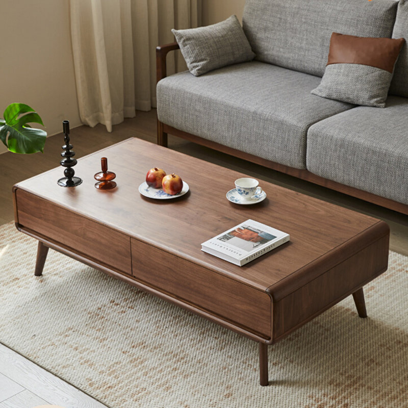 Table basse moderne simple en bois massif, H 16,7 po x L 55,1 po x l 27,6 po
