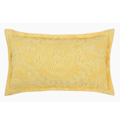 Taie décorative très grande taille en chenille touffetée 100% coton de la collection Rio, conception en médaillon, housse de coussin décorative douce et respirante, certifié OEKO-TEX, lavable à la machine, toutes saisons, 20 po x 36 po, jaune