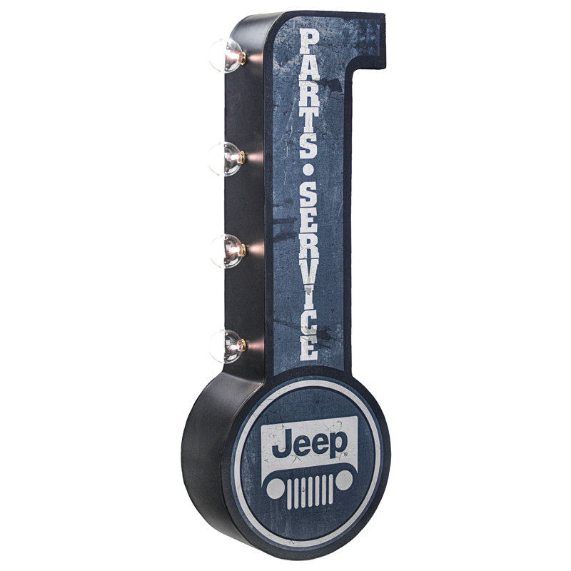 Vintage Blue Metal Jeep Parts & Service LED Sign