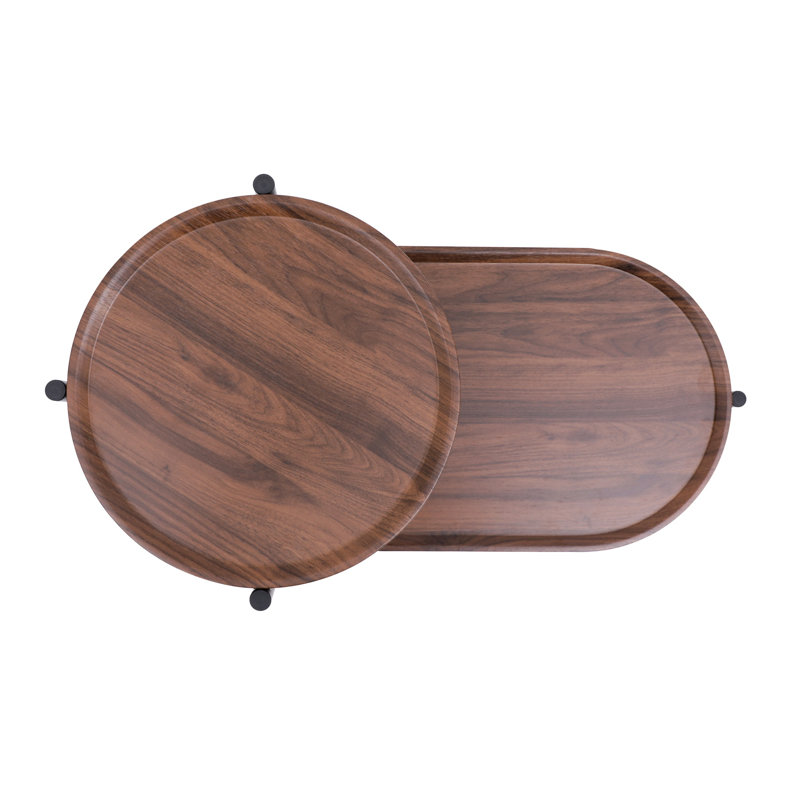 Gassan Small Coffee Tables 2-tier Modern Sofa Side Table with Wood Storage Shelf Living Room End Tables Nightstand, Walnut
