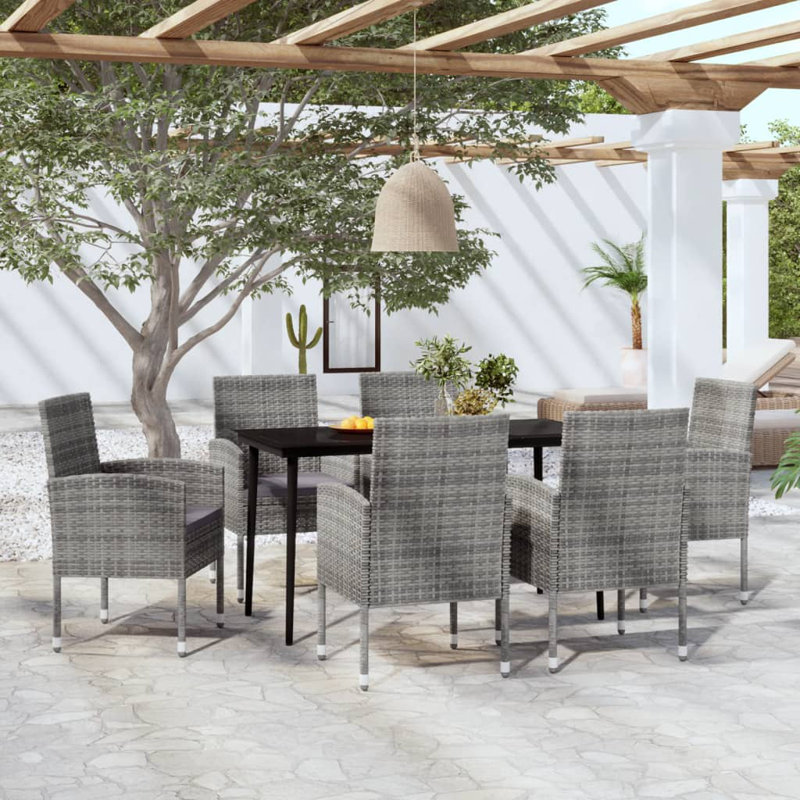 Ensemble repas pour 4 personnes Cinzia, Table de 55,1 po de longueur, Gris, 4