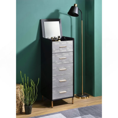Armoire à bijoux Myles à finition noire, argentée et dorée
