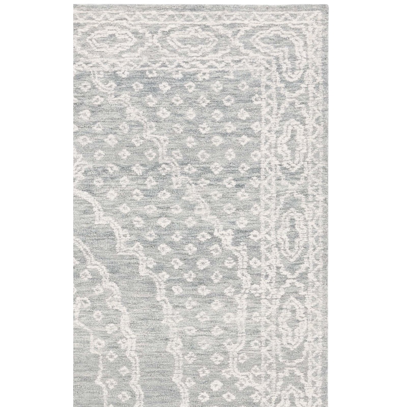 Tapis ivoire / gris en laine touffeté à la main Ramintas, Tapis de couloir 2 pi 3 po x 9 pi