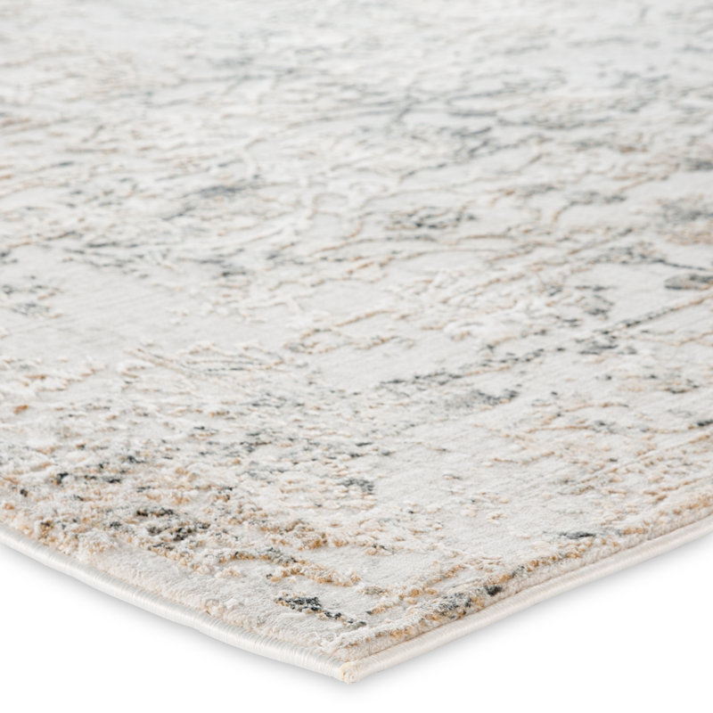 Tapis gris à motif floral Raub, Rectangle 8 pi x 10 pi