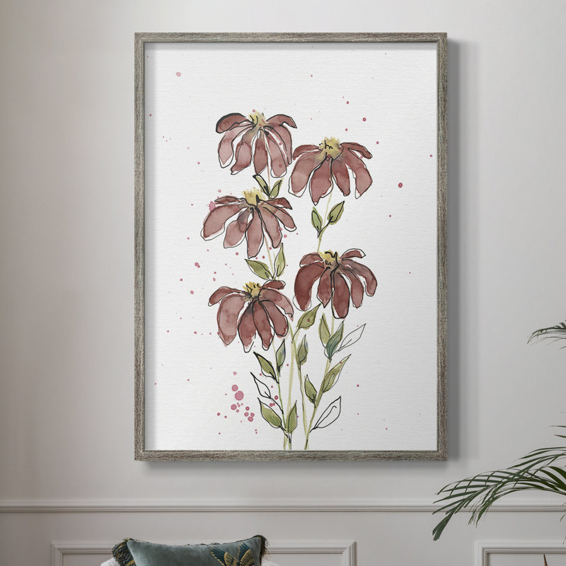 Watercolor Blooms II, reproduction encadrée - bois massif, H 11 po x l 9 po