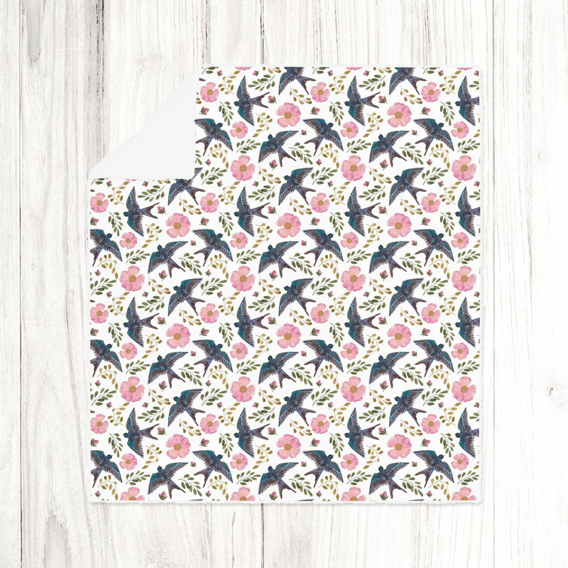 Jeté , L 68 po x L 80 po, Floral, Blanc / gris / bleu / rose / vert
