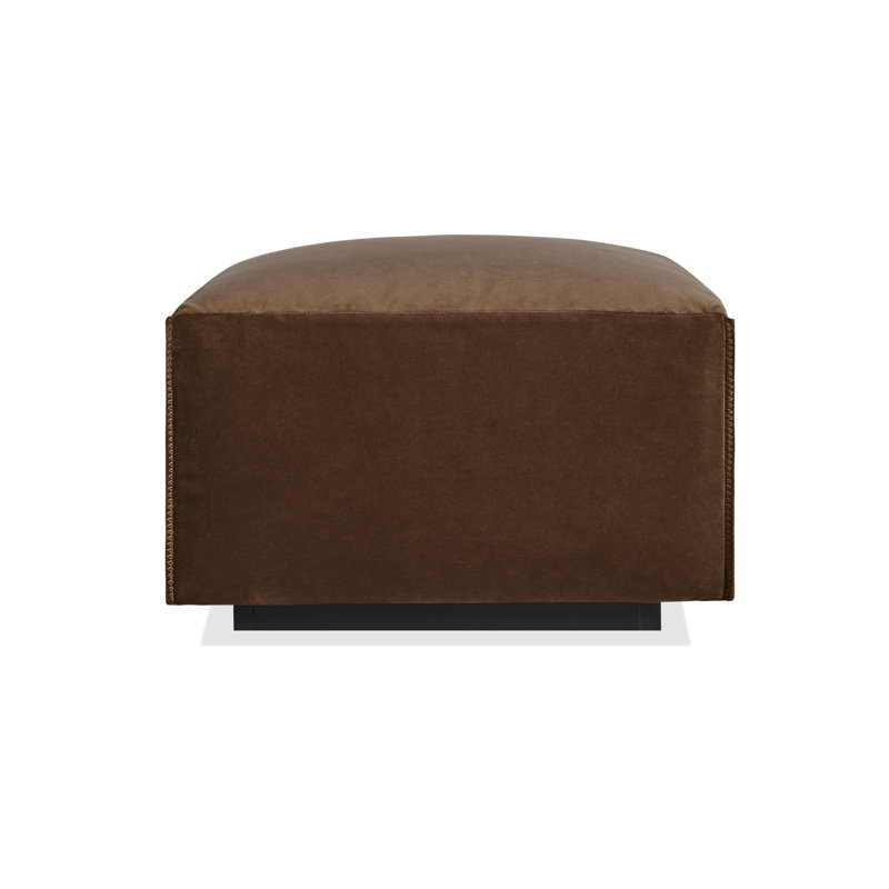 Cleon Ottoman, Coffee Velvet Polyester Blend
