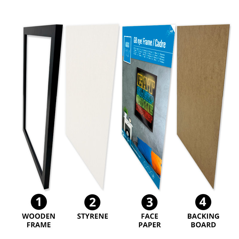 Classic Black Wood Wall Mount Poster Frames Set