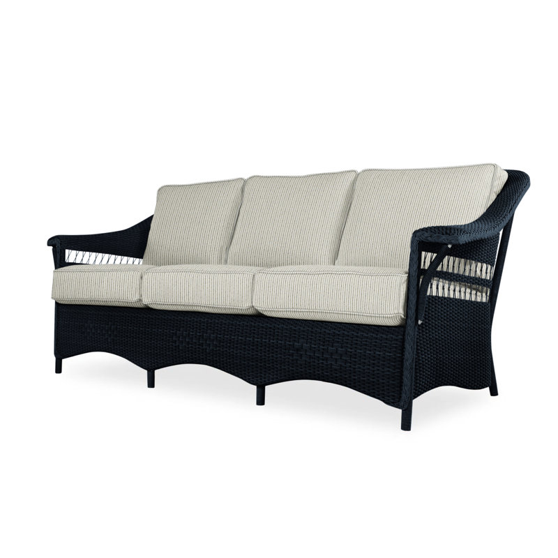 Nantucket Outdoor 3 - Seat Patio Sofa, Decorline Natural, Ebony