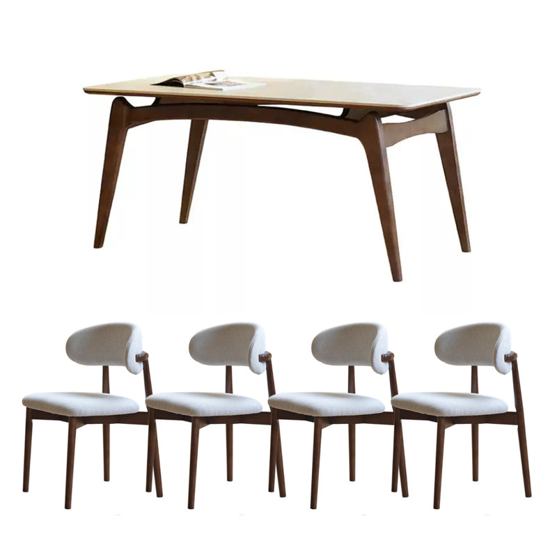 Modern Creative Durable Rock Slab Dining Table Set, 29.52"H x 55.11"L x 35.43"W