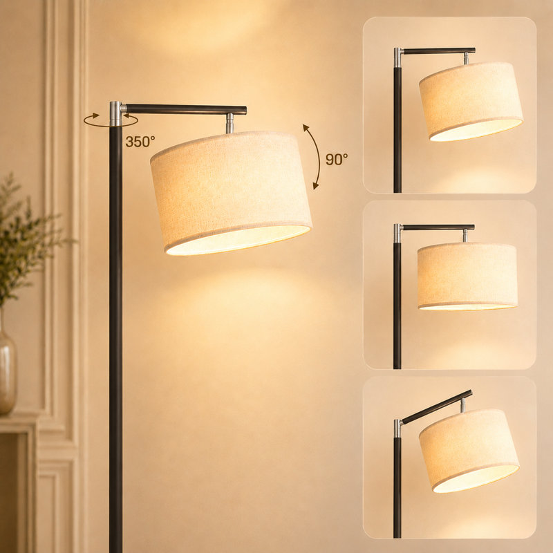 64" Adjustable Arm Arched Floor Lamp
