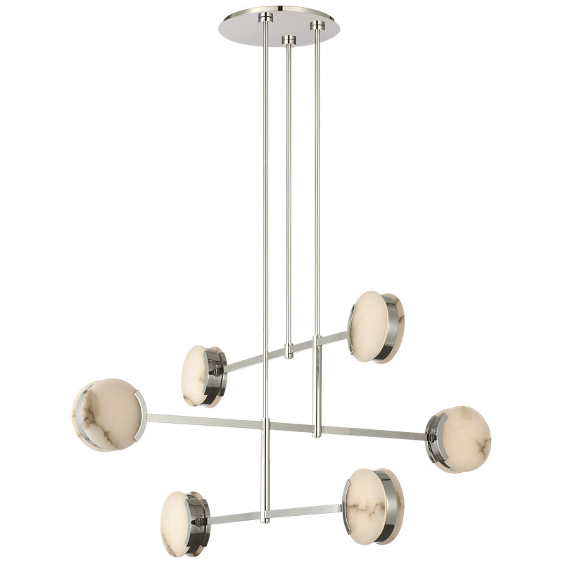 Kelly Wearstler Melange 54" Multi-Positional Chandelier with Alabaster, Polished Nickel