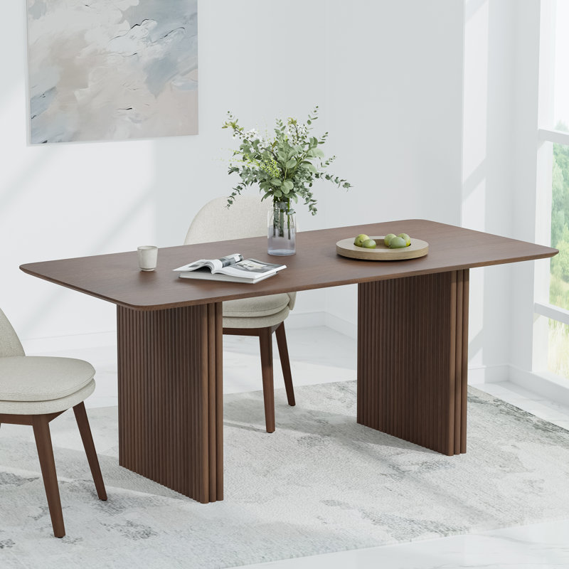 Maitilde Rectangular 30"H Wood Dining Table, 30"H x 67"L x 33.5"W, Walnut