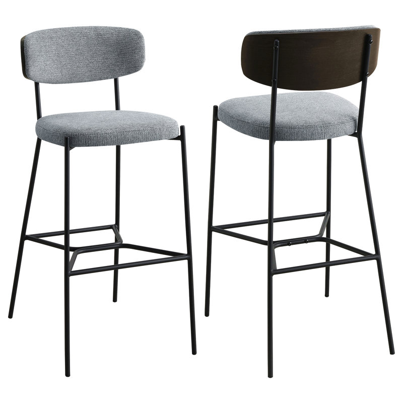 Grey Pub Height Bar Stool (Set Of 2), Gray