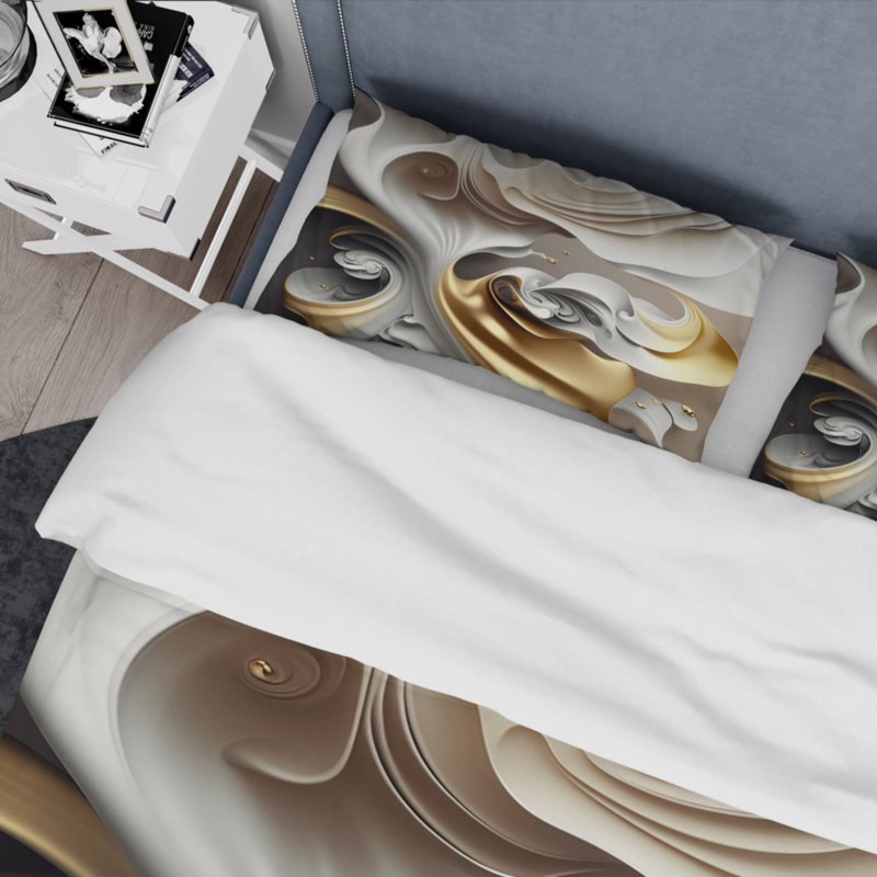 Ensemble d'édredon moderne 4 pièces - Géode abstraite liquide avec taies décoratives et coussins décoratifs