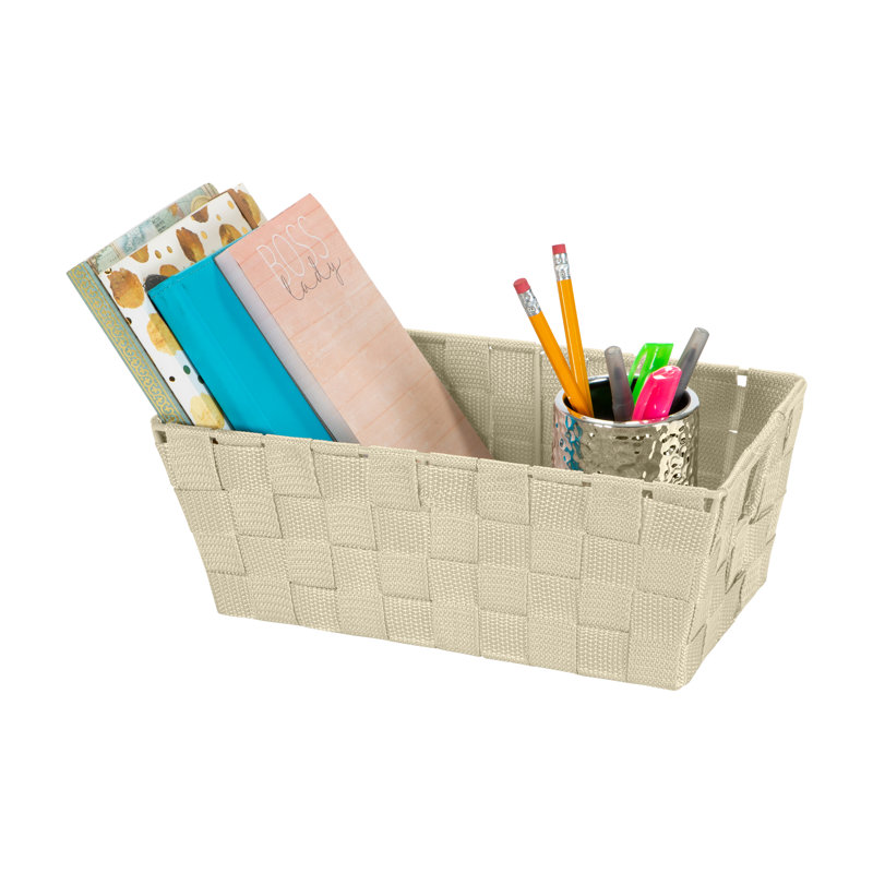 Panier en tissu, Ivoire, H 4,5 po x l 11,4 po x P 6,5 po, 2