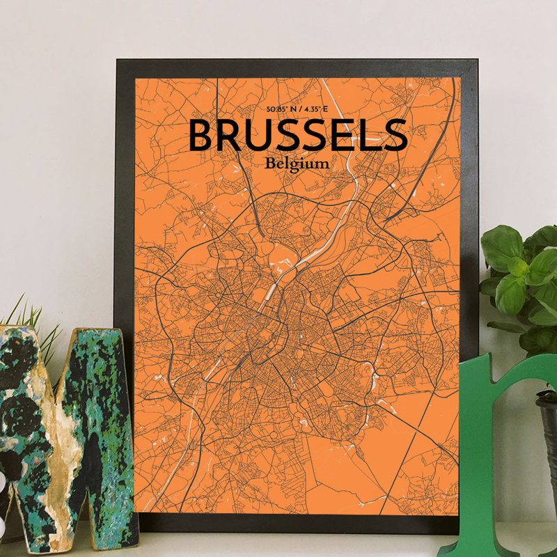 Brussels City Map - No Frame Print, 70.1cm H x 50cm W x 0.13cm D