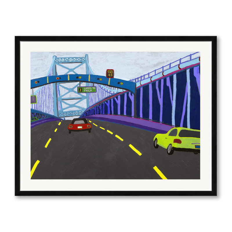 Ben Franklin Bridge Print by Sue Graef, Black Framed Paper, 24" H x 30" W